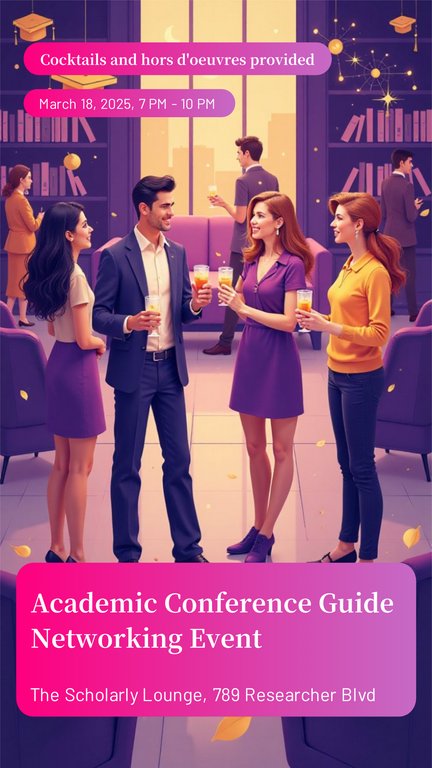 Purple Gold Flat Illustration Academic Conference Guide Networking Event Poster