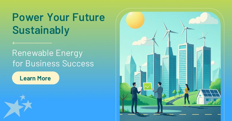 Blue Green Illustration Renewable Energy Eco-friendly Projects LinkedIn Single Image Ad