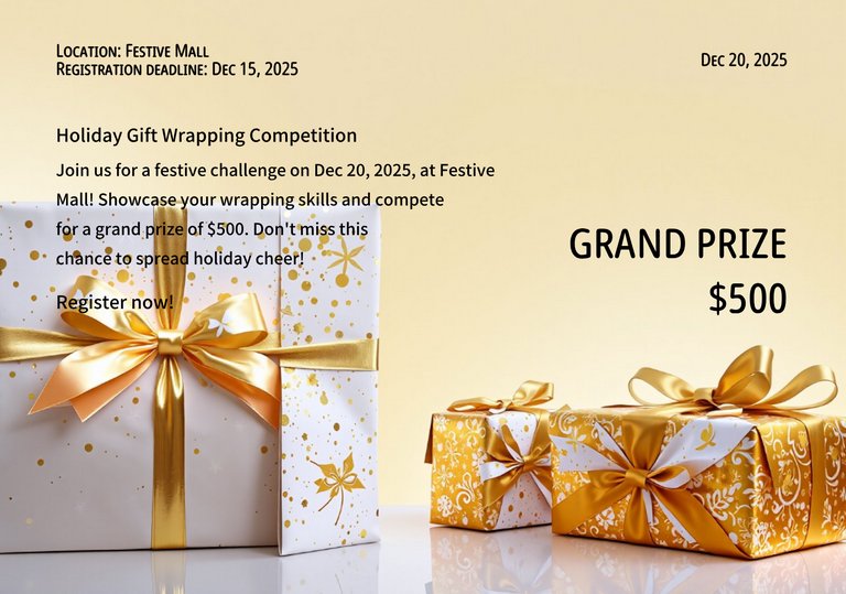 Gold and White Cute Anime Holiday Gift Wrapping Competition Postcard