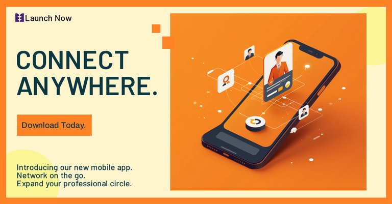 Orange and Black Flat Illustration Mobile Business Networking Apps LinkedIn Single Image Ad