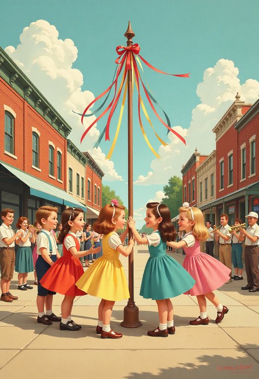 Children's Maypole Dancing Illustration Illustration