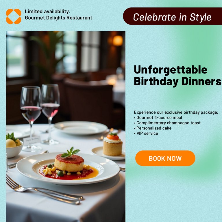 Appetizing Photorealistic Special Birthday Dinner Package LinkedIn Post