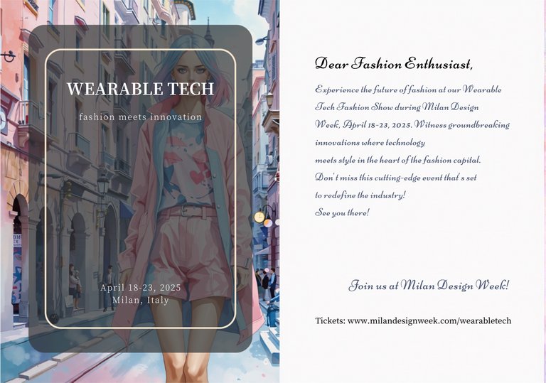 Pink and Blue Watercolour Illustration Wearable Tech Fashion Show Postcard