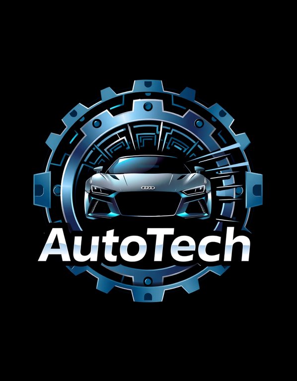 Car Technology Logo Logo in Blue Silver Auto Style