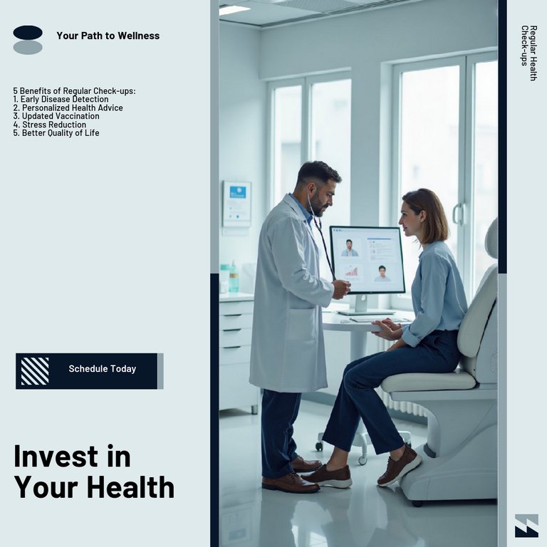 White Blue Photorealistic Regular Check-ups: How to Live a Healthy Lifestyle LinkedIn Post