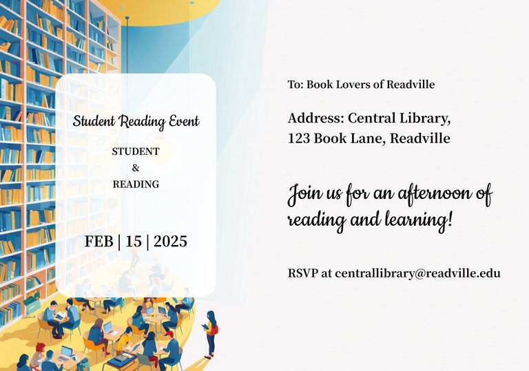 Blue and Yellow Default Student Reading Event Postcard