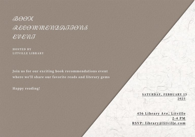 Black and White Minimalist Library Book Recommendations Event Postcard