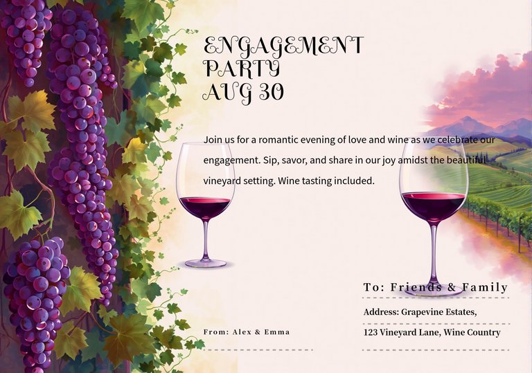 Purple and Green Default Vineyard Engagement Party Postcard