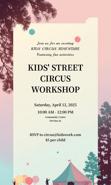 Pastel Default Kids' Street Performances Circus Invitation