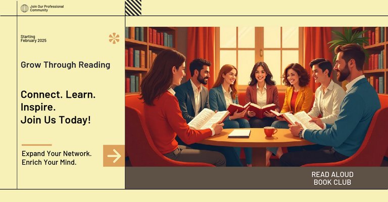 Warm Illustration Read Aloud Books Club LinkedIn Single Image Ad