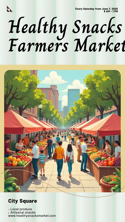 Earth Tones Illustration Healthy Snacks Farmers Market Poster