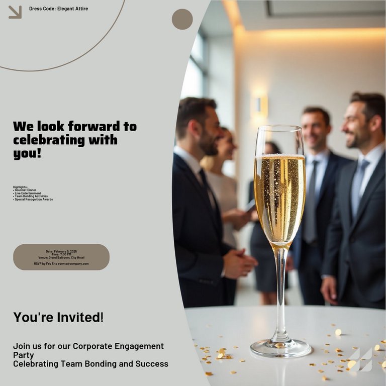 Gold White Photorealistic Corporate Engagement Party Announcement LinkedIn Post