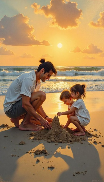 Family Celebrate Precious Moments Vacation Painting