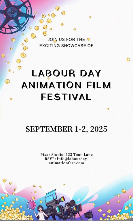 Colorful Default Labour Day Animation Film Invitation