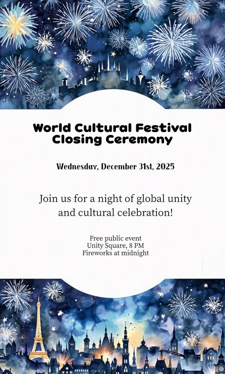 Silver Blue Default World Cultural Festival Closing Ceremony Invitation