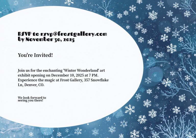 Blue and White Flat Illustration Winter Wonderland Art Exhibits Postcard