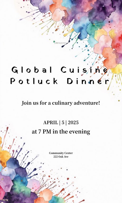 Colorful Default Global Cuisine Potluck Dinner Invitation