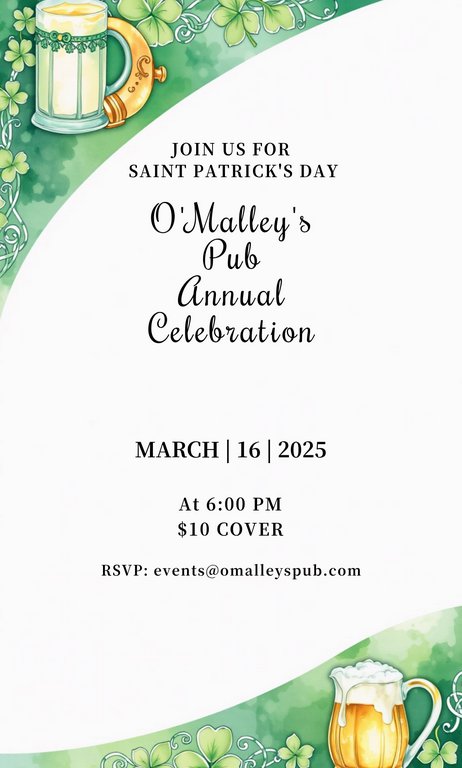 Emerald White Watercolour Illustration Saint Patrick's Day Wallpaper Invitation