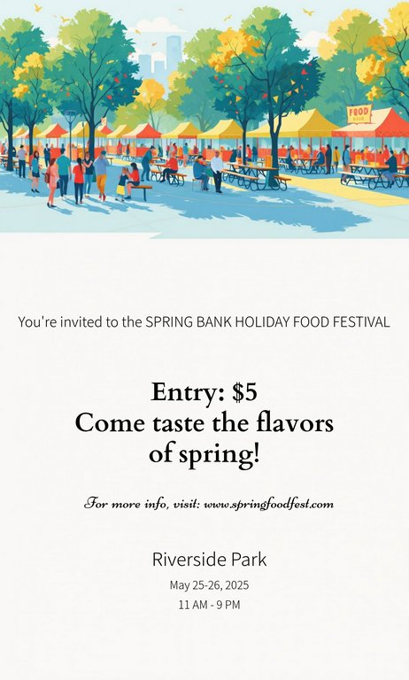 Red Yellow Flat Illustration Spring Bank Holiday Food Festival Invitation