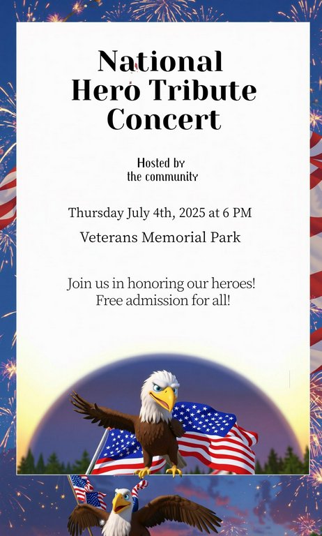 Red White Blue Pixar National Hero Tribute Concert Invitation