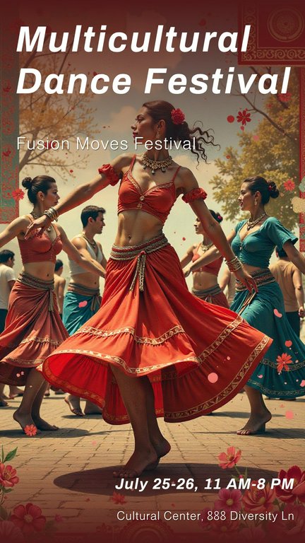 Colorful Collage Multicultural Dance Performance Festival Poster