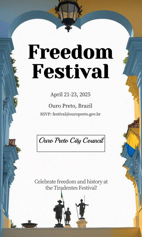 Yellow Blue Flat Illustration Tiradentes Freedom Festival Invitation