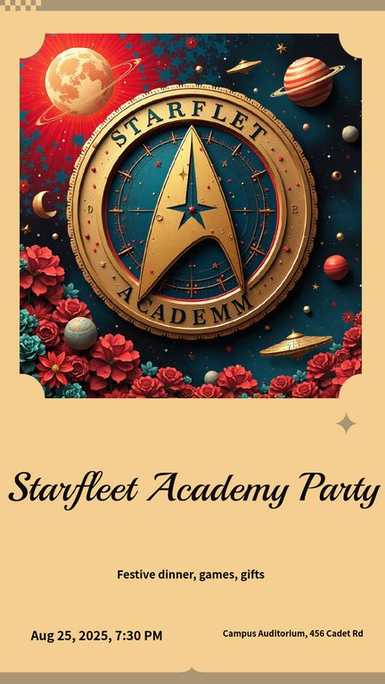Red Gold Collage Starfleet Academy Star Trek Series Viewing Party Poster