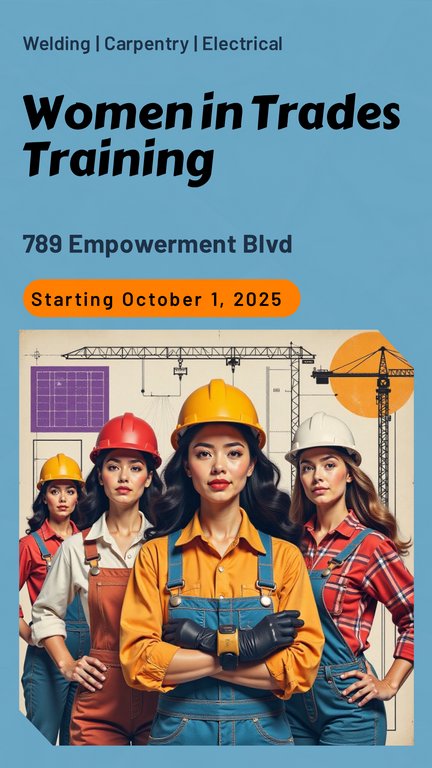 Purple Orange Collage Women in Trades Vocational Training Programs Poster