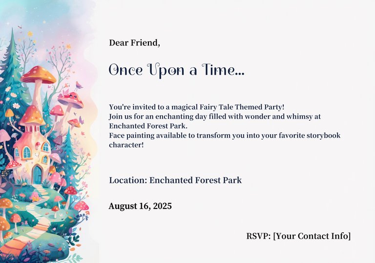 Pastel Flat Illustration Fairy Tale Themed Party Postcard