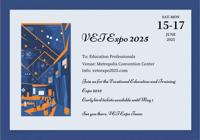 Blue and Orange Vocational Education and Training Expo Postcard