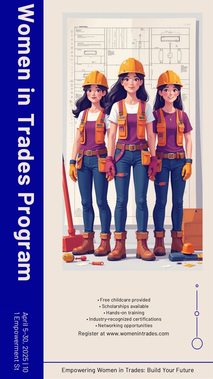 Purple Orange Flat Illustration Women's Vocational Training Program Poster