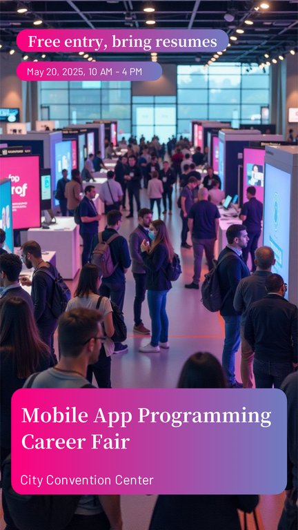 Purple Silver Photorealistic Mobile App Programming Career Fair Poster
